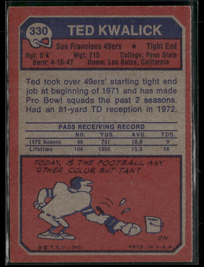 1973 Topps Ted Kwalick #330