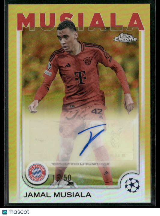 2024-25 Topps Chrome UEFA CC Jamal Musiala #CA-JM Gold 16/50 Autograph