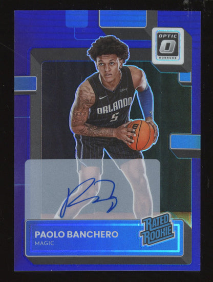 2022-23 Donruss Optic Paolo Banchero #221 Purple Prizm Rated Rookie Autographed