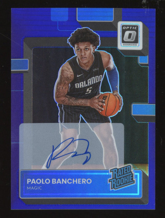 2022-23 Donruss Optic Paolo Banchero #221 Purple Prizm Rated Rookie Autographed