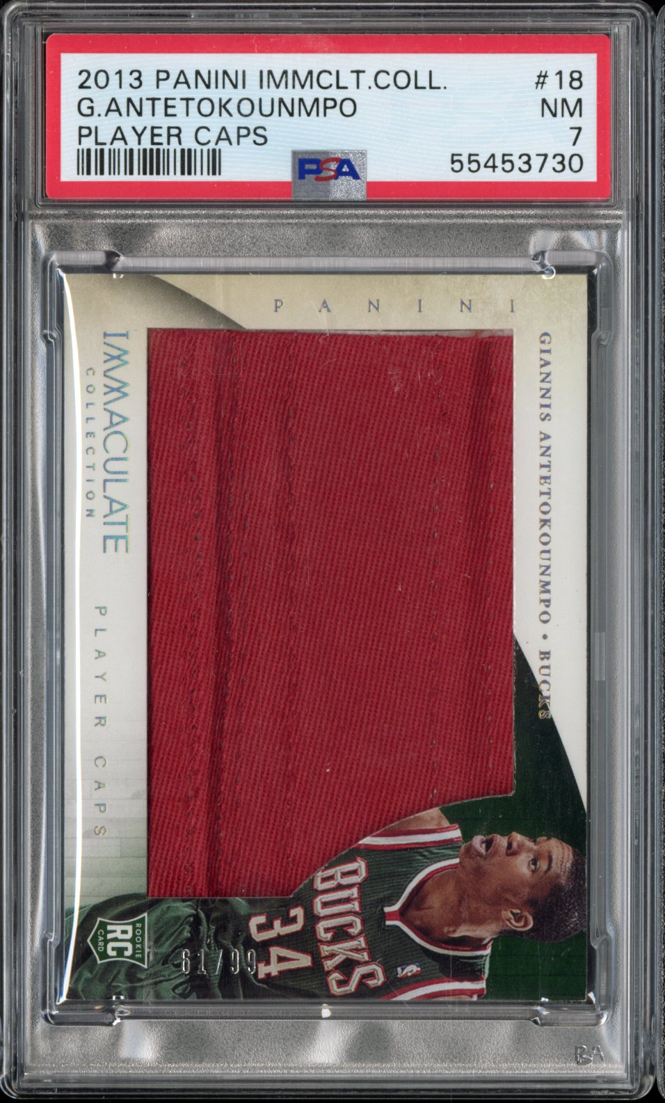 2013 Panini Immaculate Collection Player Caps G. Antetokounmpo /99 PSA 7