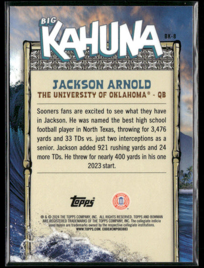 2024 Bowman Chrome University Jackson Arnold #BK-8 Big Kahuna