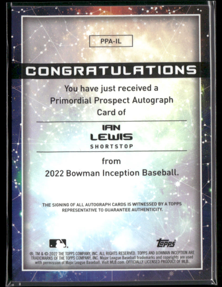 2022 Bowman Inception Ian Lewis #PPA-IL Red /5