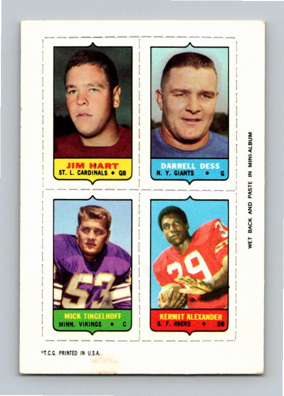 1969 Topps Kermit Alexander Darrell Dess Mick Tingelhoff Jim Hart Four-in-One