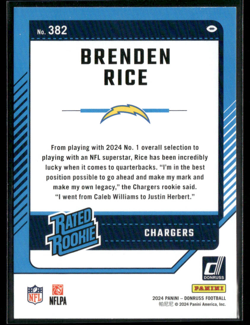 2024 Panini Donruss Brenden Rice #382 Press Proof