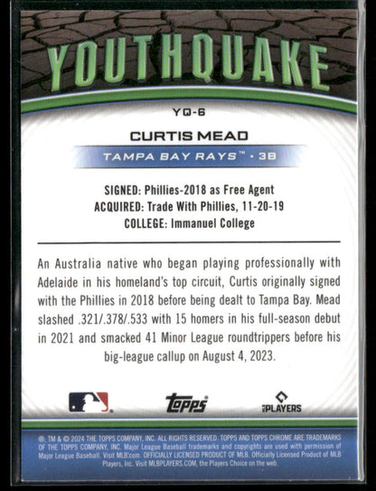 2024 Topps Chrome Curtis Mead #YG-6 Youthquake Rookie