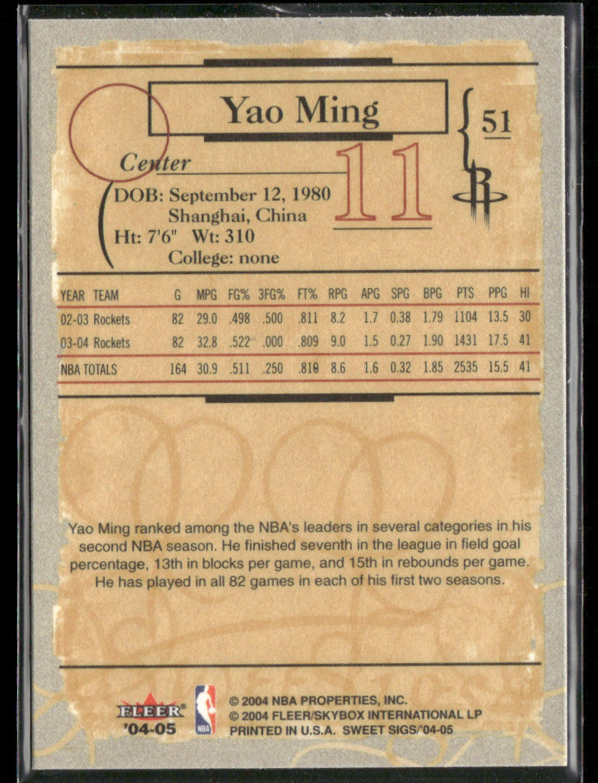 2004-05 Fleer Sweet Sig Yao Ming #11