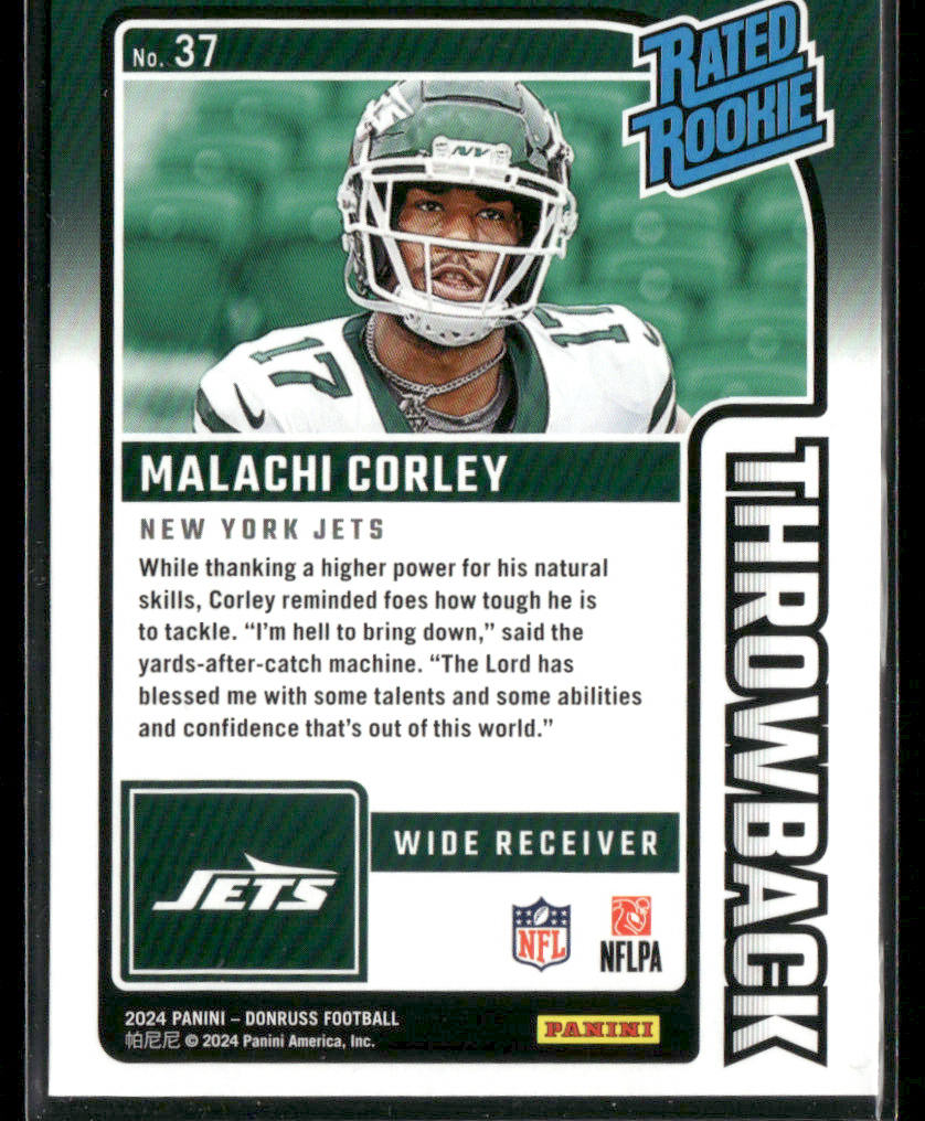 2024 Panini Donruss Malachi Corley #37 Rated Rookie