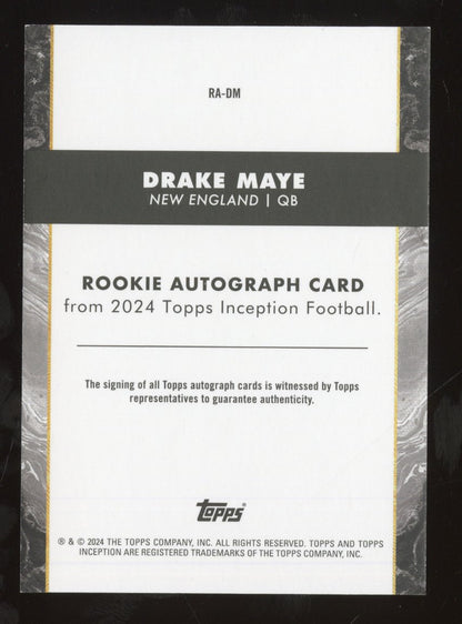 2024 Topps Inception Drake Maye #RA-DM Pink Auto RC 55/99
