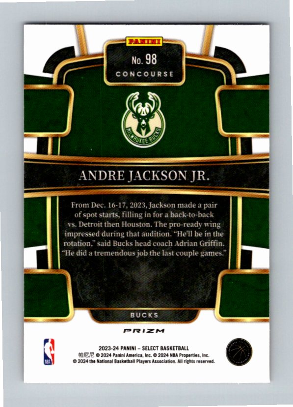 2023 Panini Select Andre Jackson Jr. #98 Tri-Color RC