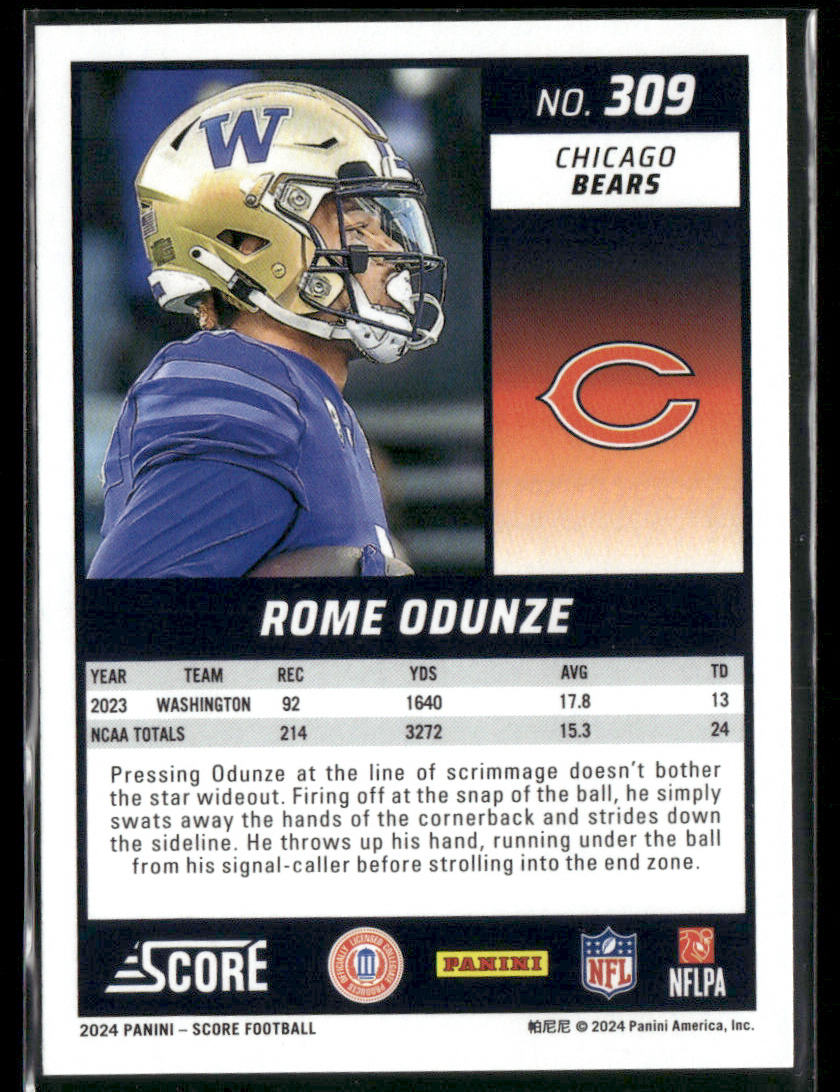 2024 Panini Score Rome Odunze #309