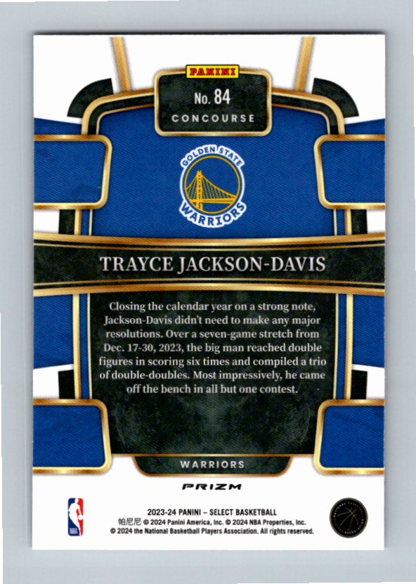 2023 Panini Select Trayce Jackson-Davis #84 Silver Prizm RC