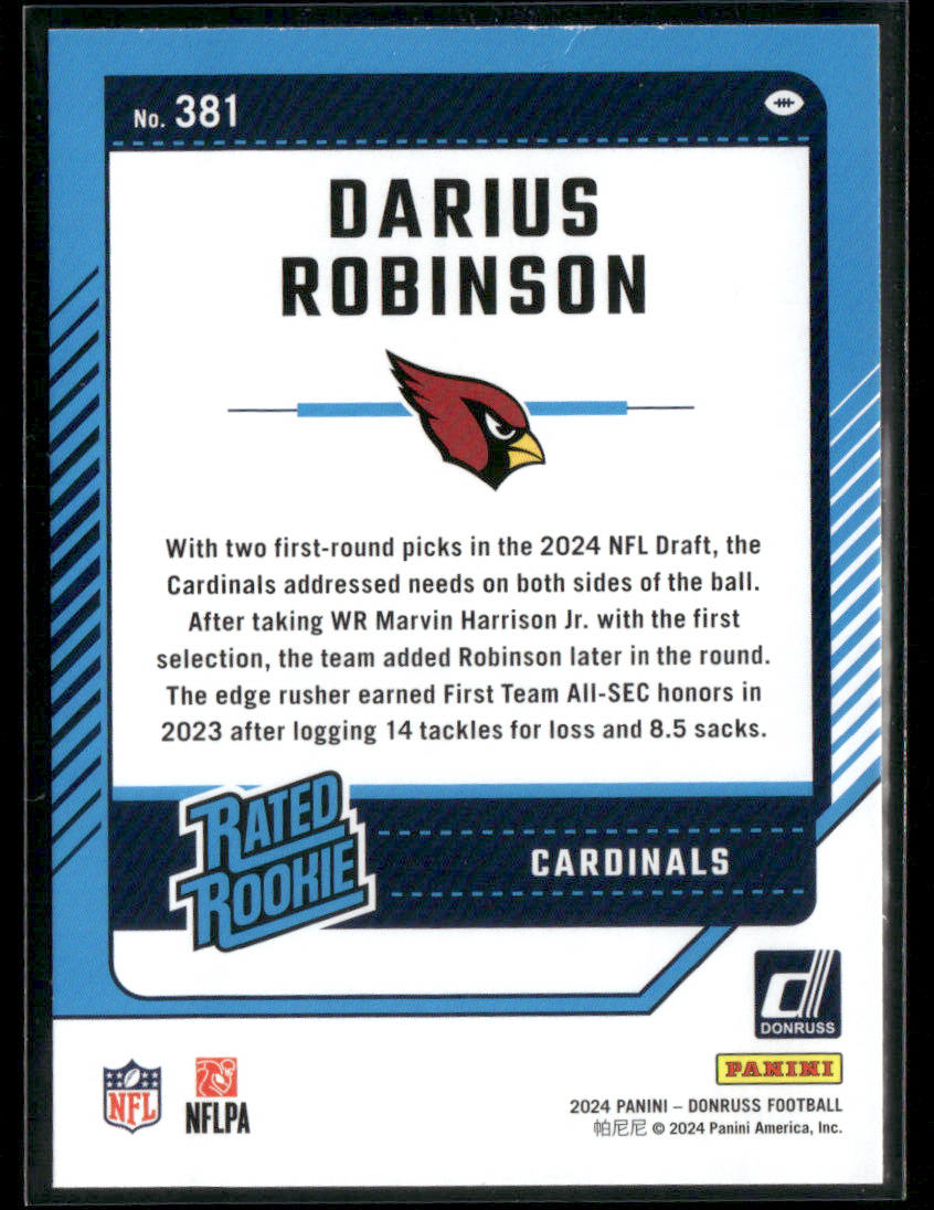 2024 Donruss Darius Robinson #381 Rated Rookie