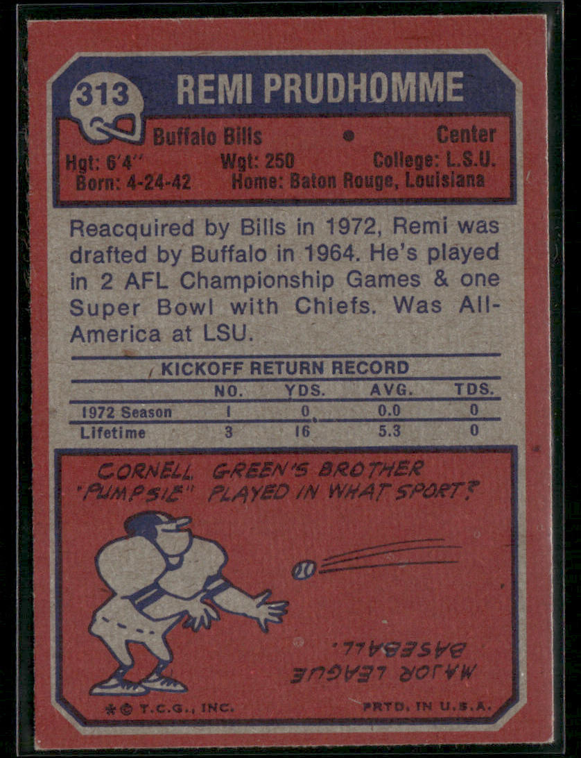 1973 Topps Remi Prudhomme #313