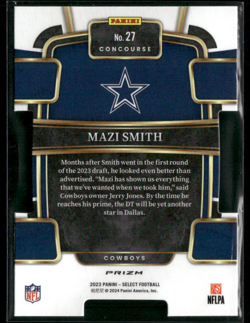 2023 Panini Select Mazi Smith #27 Black and Green Die Cut Rookie