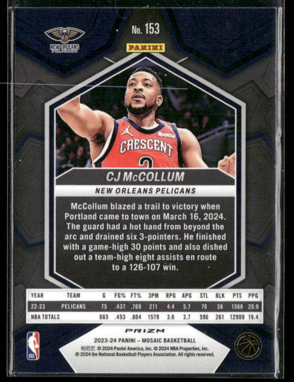 2023-24 Panini Mosaic CJ McCollum #153 Green Prizm