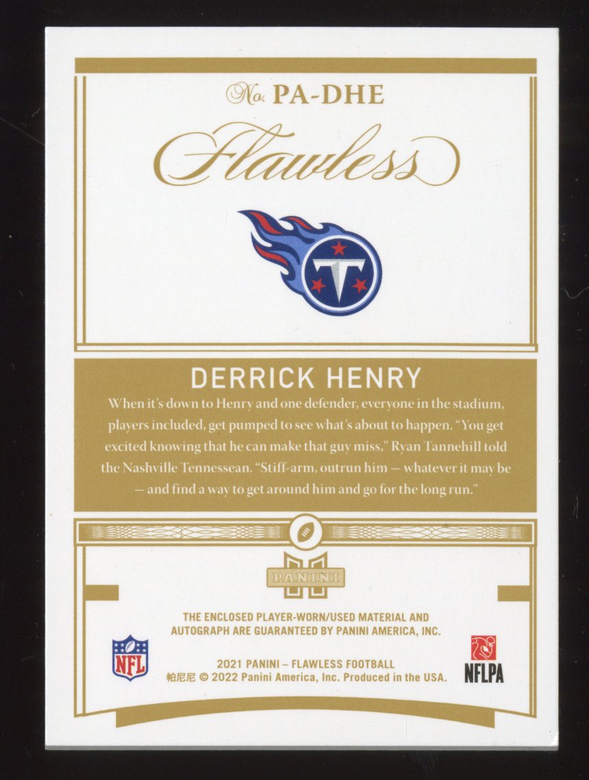 2021 Panini Flawless Derrick Henry #PA-DHE Nike Patch Autograph 2/3