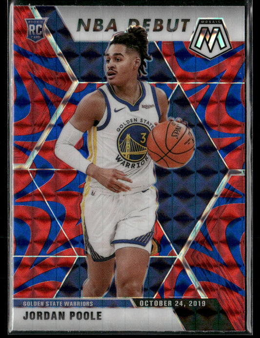 2019-20 Panini Mosaic Jordan Poole #261 NBA Debut Prizm Reactive Blue Rookie