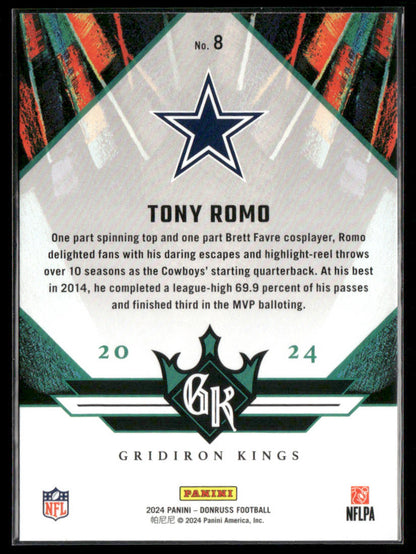 2024 Donruss Tony Romo #No. 8 All-Time Gridiron Kings