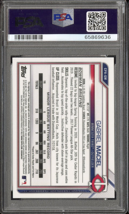 2021 Bowman Chrome Prospect Auto Gabriel Maciel #CPAGM Choice Refractor PSA 10