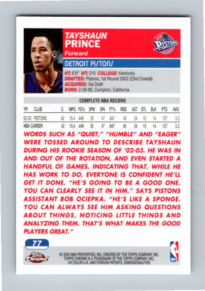 2002 Topps Tayshaun Prince #22 RC