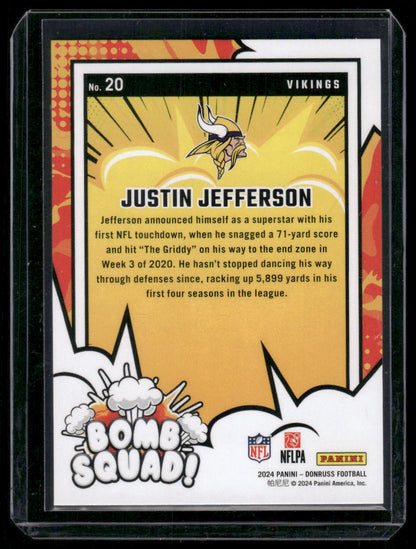 2024 Panini Donruss Justin Jefferson #20 Bomb Squad