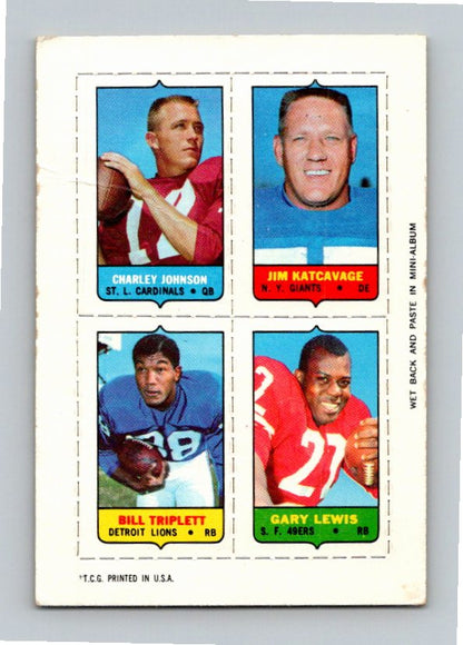 1969 Topps Triplett Katcavage Johnson Lewis Four-in-One Singles