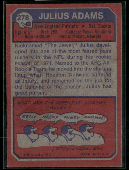 1973 Topps Julius Adams #278