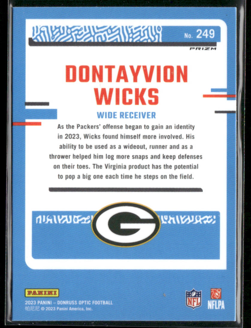 2023 Panini Dontayvion Wicks #249 Rated Rookie