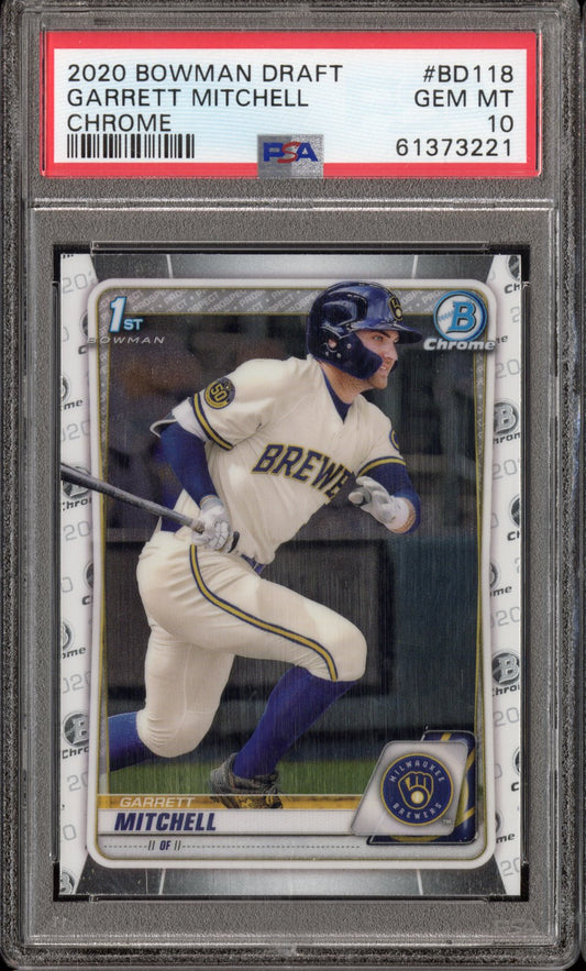 2020 Bowman Draft Garrett Mitchell #BD118 Chrome PSA 10