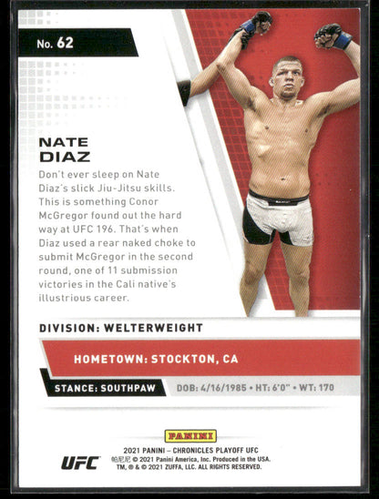 2021 Panini Chronicles UFC Nate Diaz #62 Playoff /99