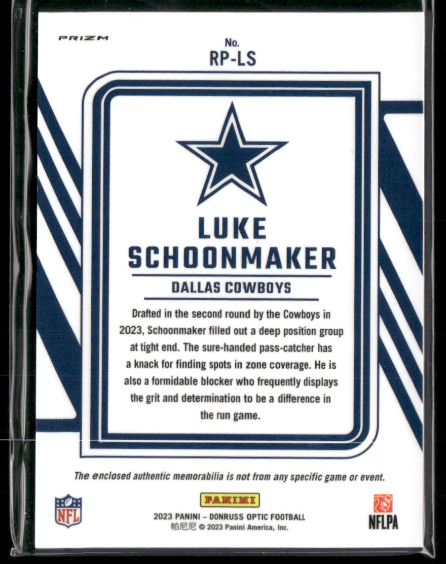 2023 Panini Optic Luke Schoonmaker #RP-LS Rookie Phenom Relic