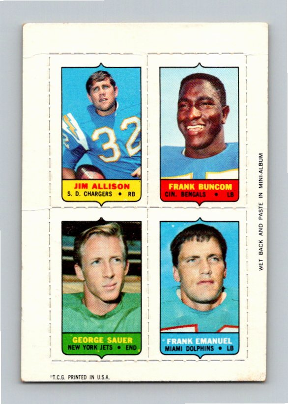 1969 Topps Emanuel Sauer Allison Buncom Four-in-One Singles