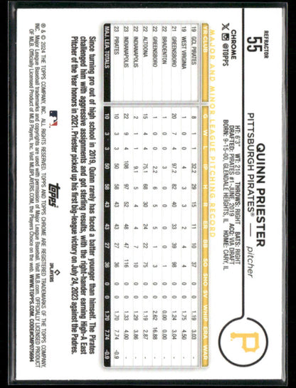 2024 Topps Chrome Quinn Priester #55 Refractor Rookie