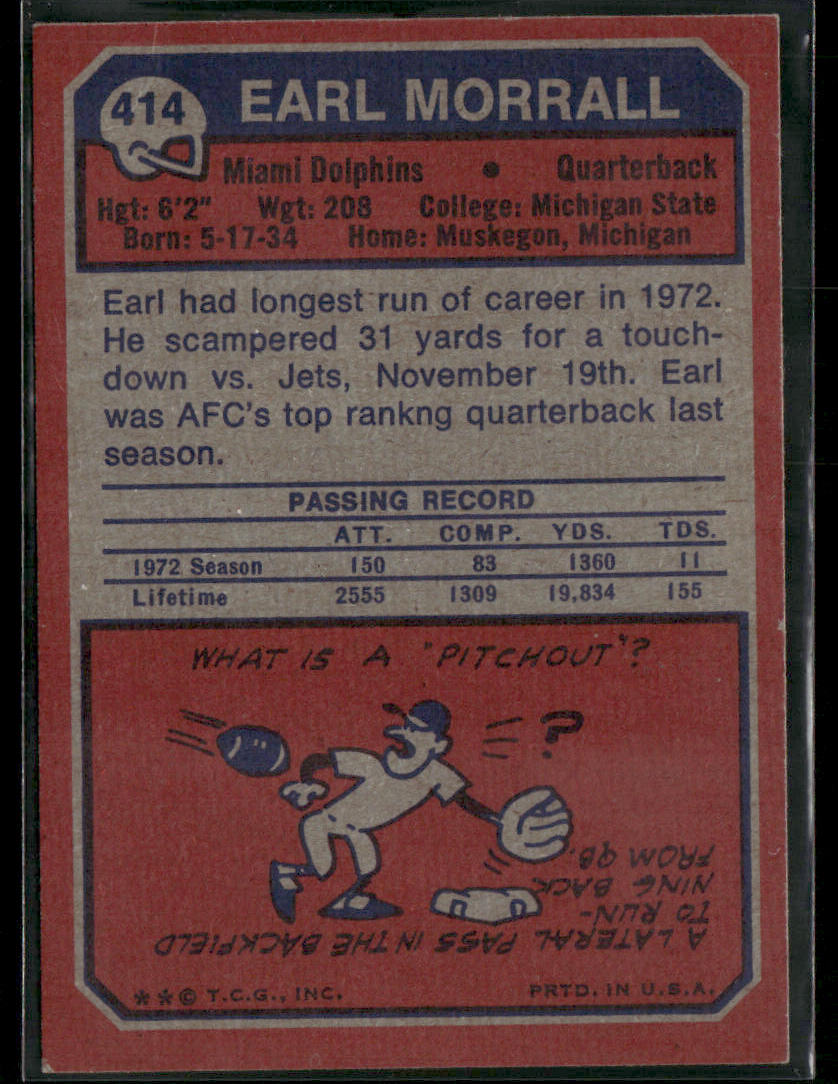 1973 Topps Earl Morrall #414