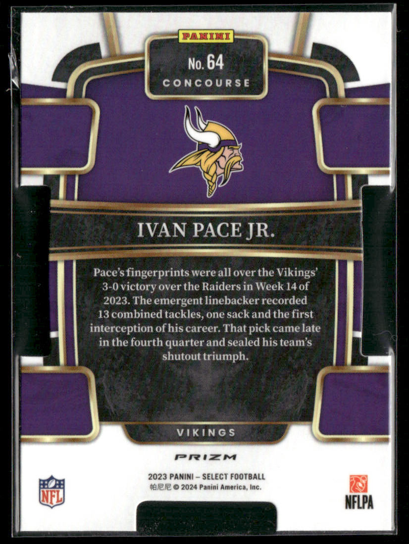 2023 Panini Select Ivan Pace Jr. #64 Die Cut Rookie