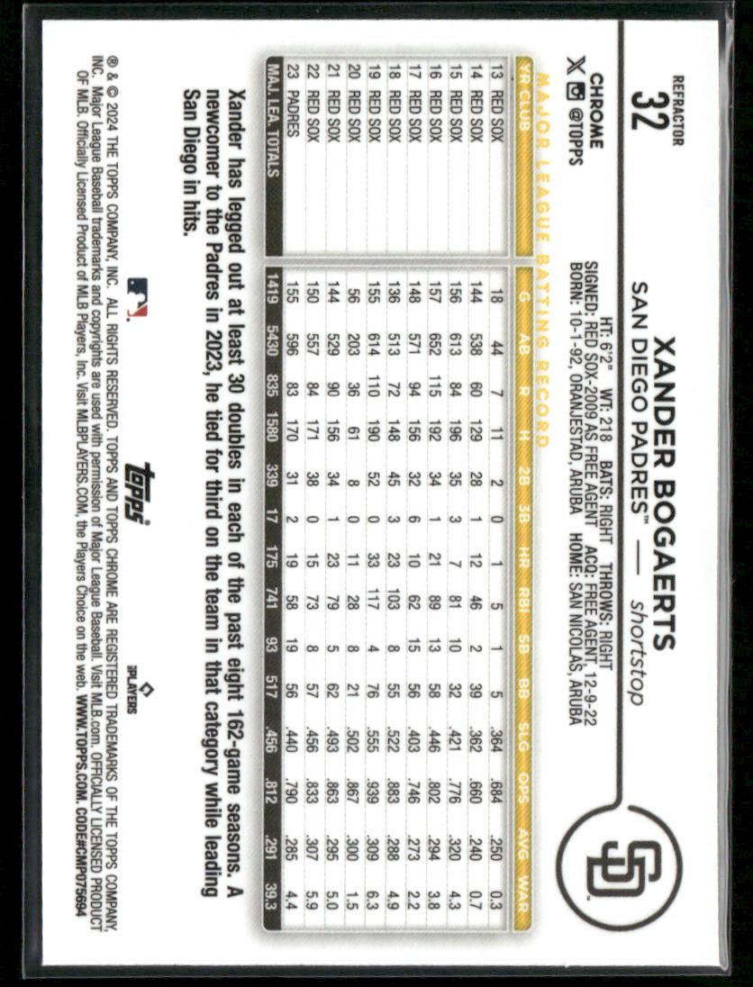 2024 Topps Chrome Xander Bogaerts #32 Refractor