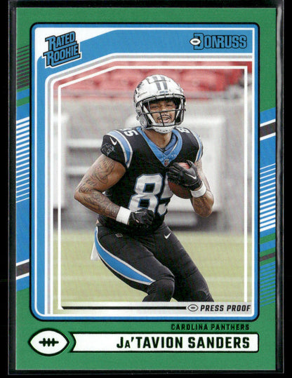 2024 Donruss Ja'Tavion Sanders #317 Green Press Proof Rated Rookie