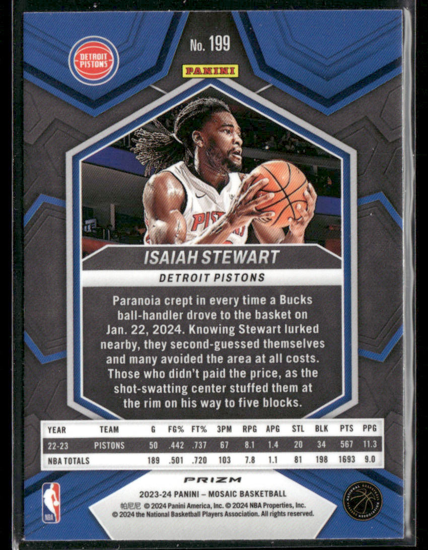 2023-24 Panini Mosaic Isaiah Stewart #199 Silver