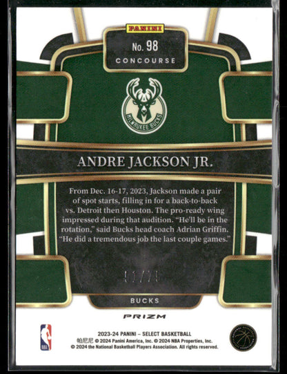 2023-24 Panini Select Andre Jackson Jr. #98 Disco White Prizm Rookie /75