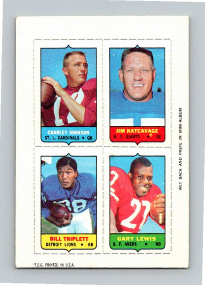 1969 Topps Triplett Lewis Johnson Katcavage Four-in-One Singles