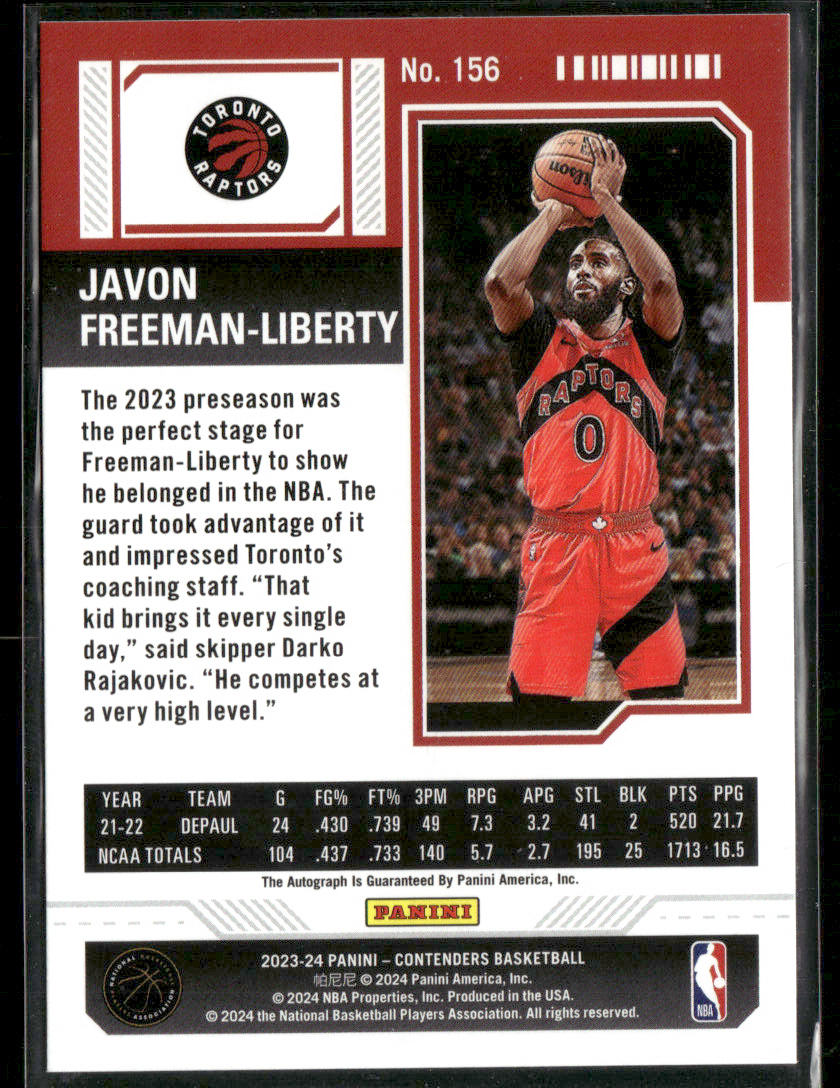 2023-24 Contenders Basketball Javon Freeman-Liberty #156 Rookie Autograph