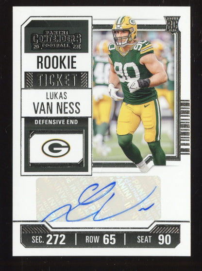 2023 Panini Contenders Football Lukas Van Ness #250 RC Autographed