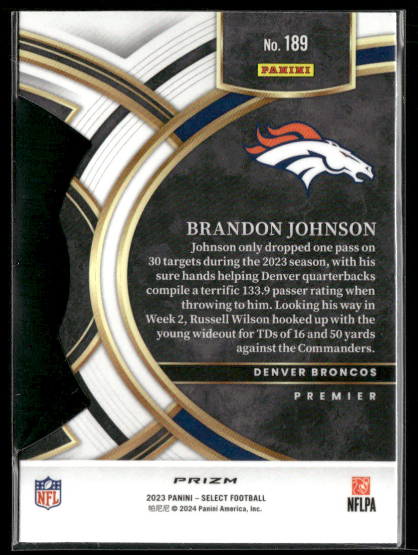 2023 Panini Select Brandon Johnson #189 Premier Die Cut