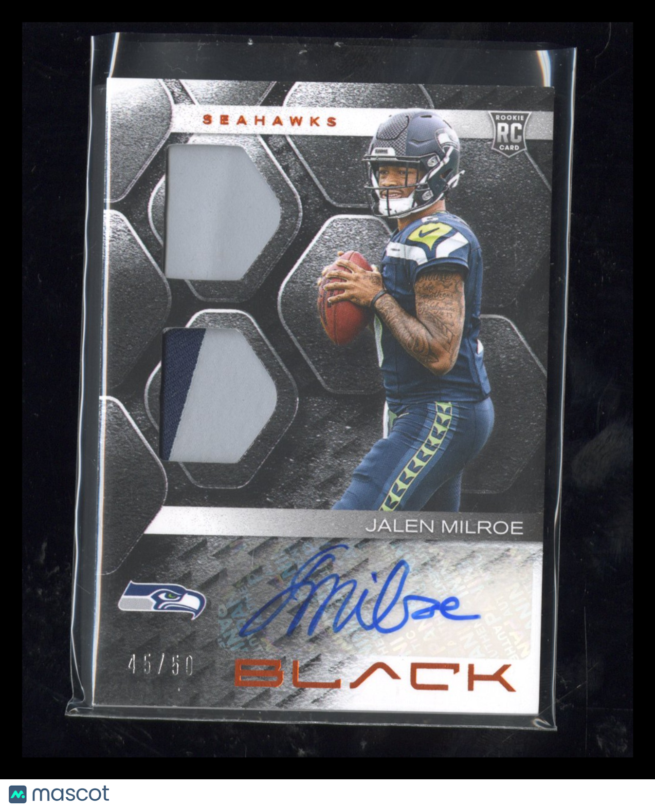 2025 Panini Black Jalen Milroe #RSM-JME Dual Patch RC Rookie Auto Citrine 45/50