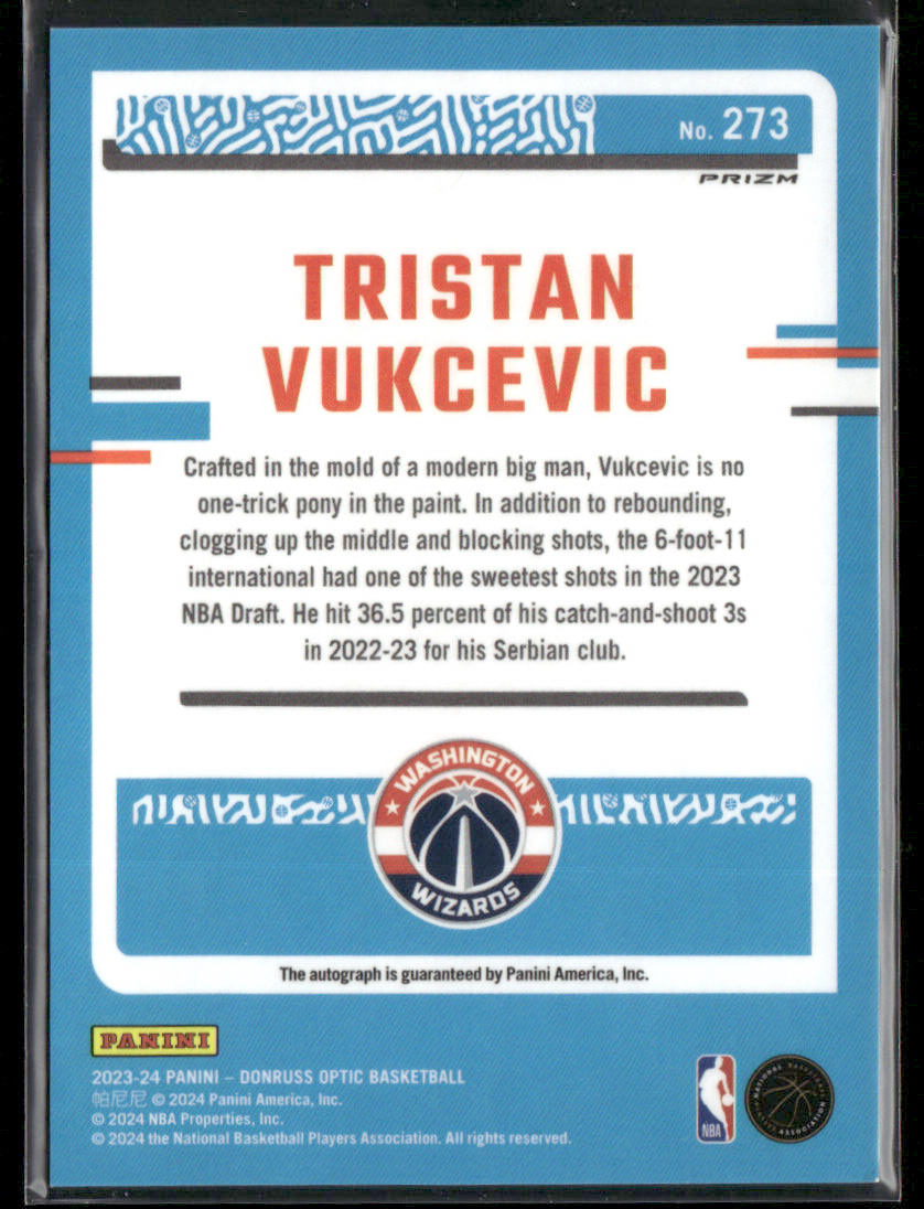 2023 Panini Donruss Optic Tristan Vukcevic #273 Fast Break Auto Rated Rookie