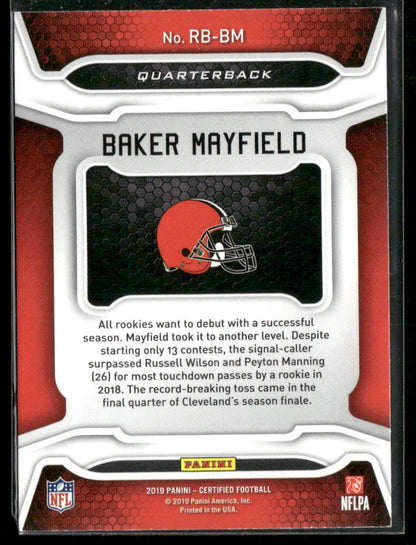 2019 Panini Certified Baker Mayfield #RB-BM Record Breakers