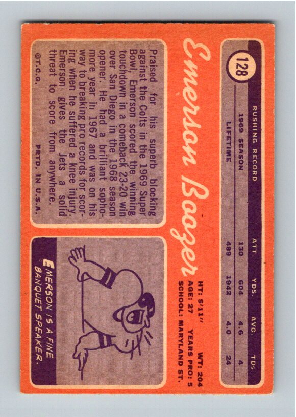 1970 Topps Emerson Boozer #128 Rookie