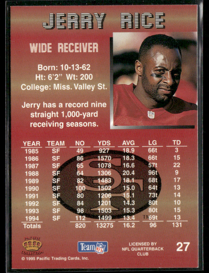 1995 Pacific Trading Cards Jerry Rice #27