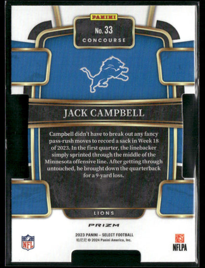 2023 Panini Select Jack Campbell #33 Die Cut